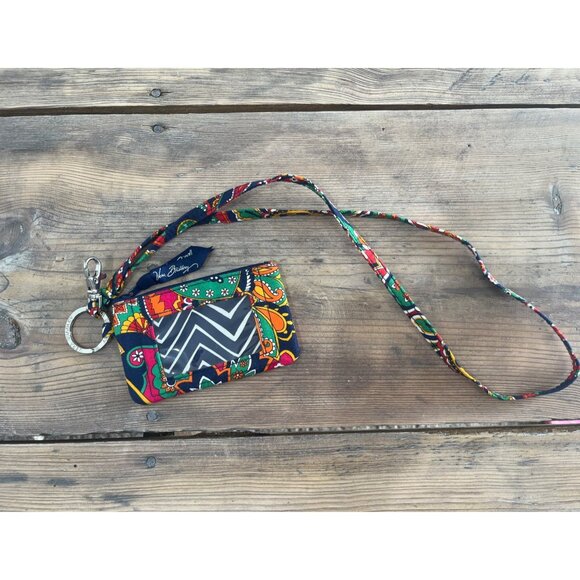 Vera Bradley Venetian Paisley ID Coin Wallat with Lanyard - Picture 2 of 5